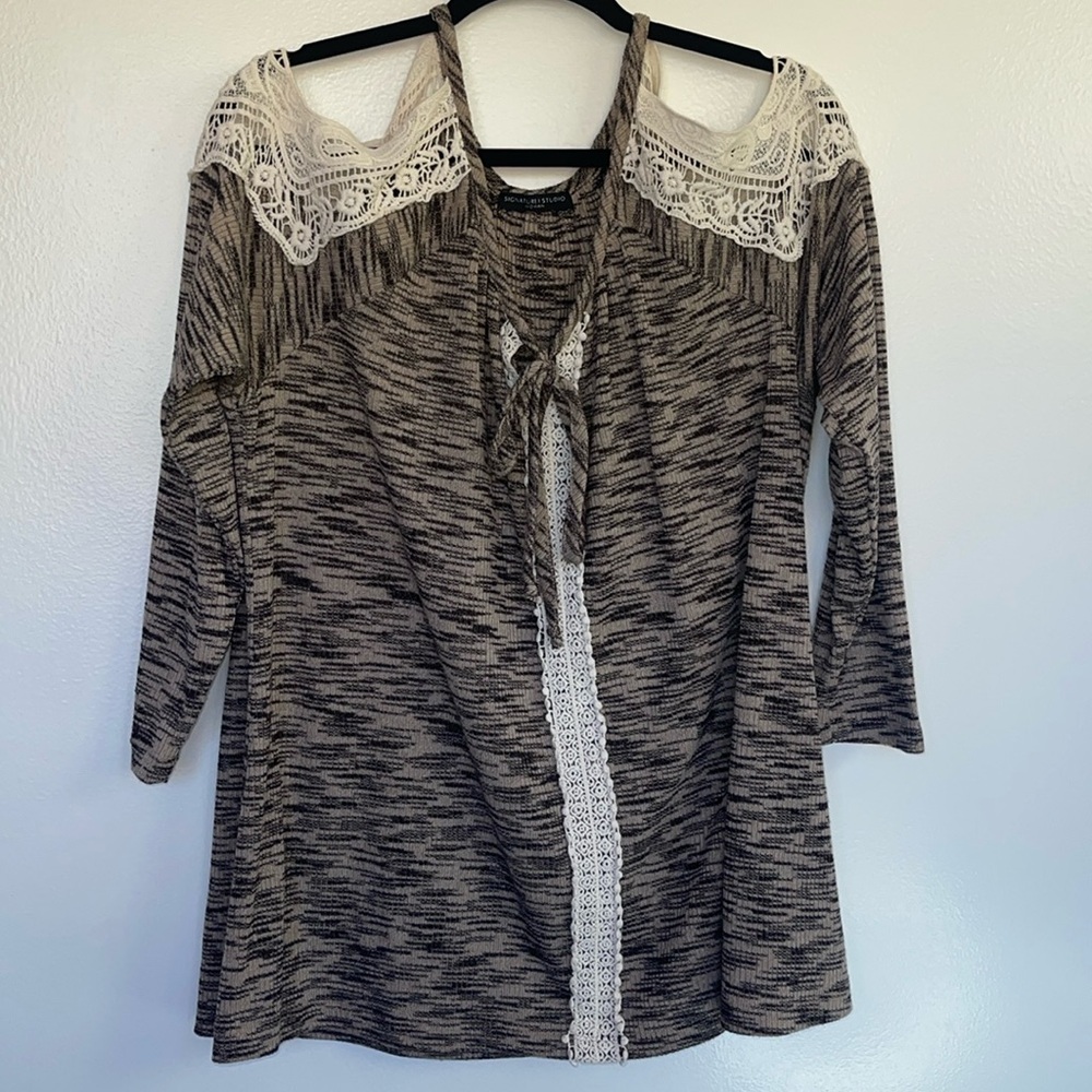 Womens blouse open shoulder lace FLAWS